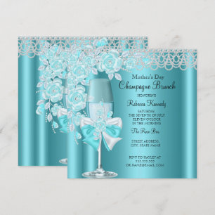 Invitation Jolie Brunch au Champagne Rose de Teal pour la Fêt