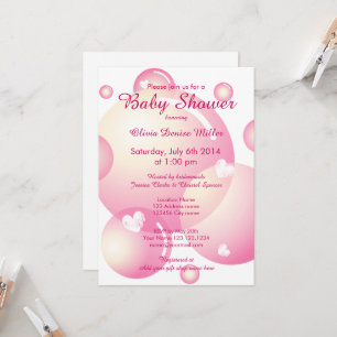 Invitation Jolie bulle de savon rose baby shower fille fête