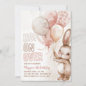 Invitation Jolie Bunny fille Anniversaire fête rose (Devant)