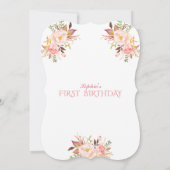 Invitation Jolie Bunny Pink Fleurs Blush Fille 1er anniversai (Dos)