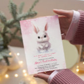 Invitation Jolie Bunny rose hiver Personnalisé fête d'anniver
