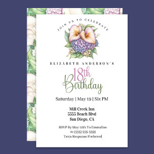 Invitation Jolie calla pastel pour 18 ans
