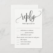 Invitation Jolie calligraphie de mariage RSVP avec des option (Devant / Derrière)