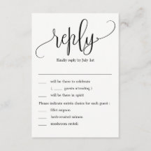 Jolie calligraphie de mariage RSVP avec des option