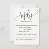 Invitation Jolie calligraphie de mariage RSVP sans menu (Devant)