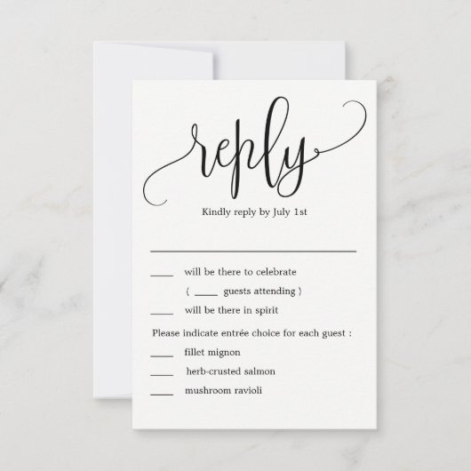 Invitation Jolie calligraphie de réponse de mariage avec des (Devant)