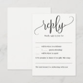 Invitation Jolie Calligraphie Réponse de Mariage sans Menu (Devant / Derrière)