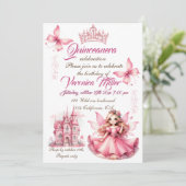 Invitation Jolie casserole rose d'aquarelle girly château fée (Debout devant)