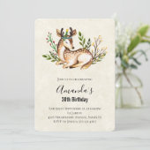 Invitation Jolie cerf à l'aquarelle couché pour anniversaire (Debout devant)