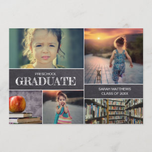 Invitation Jolie Chalkboard Preschool Graduate kids photo