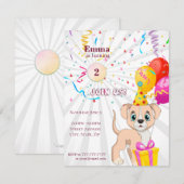 Invitation Jolie chiot Personnalisé Anniversaire Fille (Devant / Derrière)