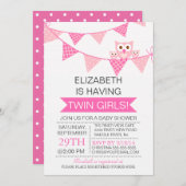 Invitation Jolie chouette chou à bottes roses Baby shower TWI (Devant / Derrière)