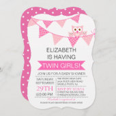 Invitation Jolie chouette chou à bottes roses Baby shower TWI (Devant / Derrière)