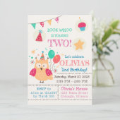 Invitation Jolie chouette colorée fête d'anniversaire (Debout devant)