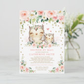 Invitation Jolie Chouette rose et or Baby shower par la poste (Debout devant)