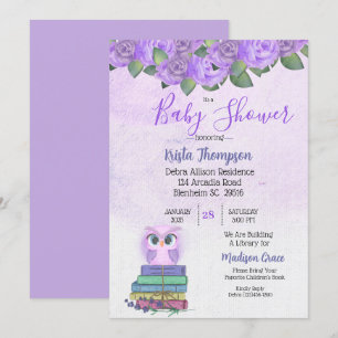 Invitation Jolie Chouette Violette Apportez Un Baby shower De