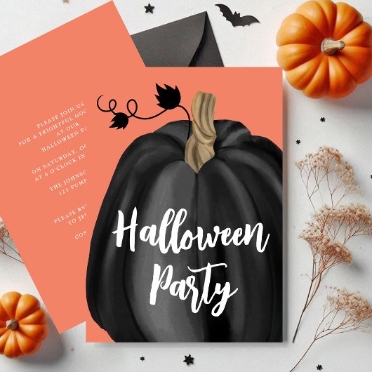 Invitation Jolie citrouille de script orange fête Halloween