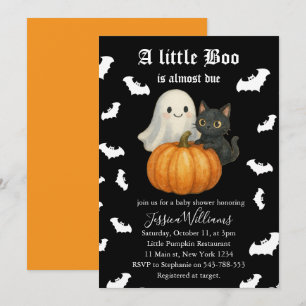 Invitation Jolie Citrouille Orange Chat Chauve-Souris Hallowe