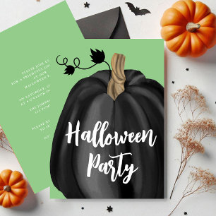 Invitation Jolie citrouille verte écriture Pumpkin Halloween