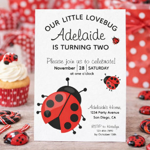 Invitation Jolie coccinelle rouge Petit amour 2ème fête d'ann