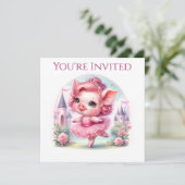 Invitation Jolie cochonne ballerine avec château (Debout devant)