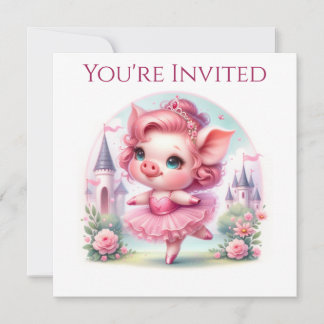 Invitation Jolie cochonne ballerine avec château