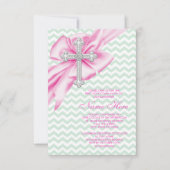 Invitation Jolie communion rose et vert Chevron (Devant)