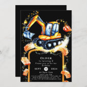 Invitation Jolie construction colorée Anniversaire (Devant / Derrière)