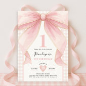 Invitation Jolie coquette Bow rose Ruban Girl 1er anniversair