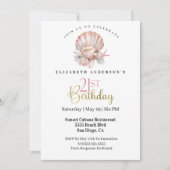 Invitation Jolie Coquillage Rose et Perles 21e Anniversaire (Devant)