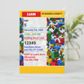 Invitation Jolie couleur briques de construction Anniversaire (Debout devant)