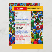 Invitation Jolie couleur briques de construction Anniversaire (Devant / Derrière)