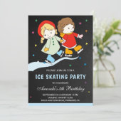 Invitation Jolie couleur enfants Patinage sur glace Anniversa (Debout devant)