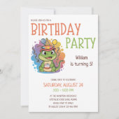 Invitation Jolie couleur enfants Reptile thème Anniversaire f (Devant)