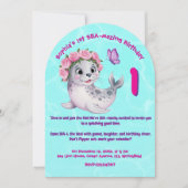 Invitation Jolie couleur florale Lion de mer Anniversaire de (Devant)