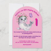 Invitation Jolie couleur florale Lion de mer Anniversaire de  (Devant)