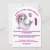 Invitation Jolie couleur florale Lion de mer Anniversaire de  (Devant)