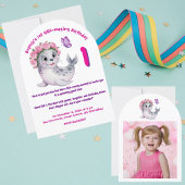 Invitation Jolie couleur florale Lion de mer Anniversaire de 