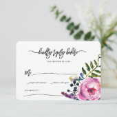Invitation Jolie couleur violet Fleurs d'aquarelle RSVP (Debout devant)