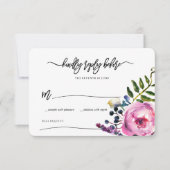 Invitation Jolie couleur violet Fleurs d'aquarelle RSVP (Devant)