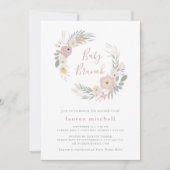 Invitation Jolie couronne de fleurs roses | Brunch pour bébé (Devant)