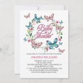 Invitation Jolie couronne de printemps et BABY SHOWER papillo (Devant)
