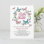 Invitation Jolie couronne de printemps et BABY SHOWER papillo (Debout devant)