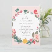 Invitation Jolie couronne et mignons oiseaux fête d'anniversa (Debout devant)