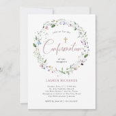 Invitation Jolie couronne Fleur sauvage aquarelle | Confirmat (Devant)
