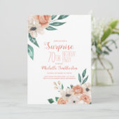 Invitation Jolie Crème Peach Floral 70e anniversaire (Debout devant)