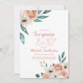Invitation Jolie Crème Peach Floral 75e anniversaire (Devant)