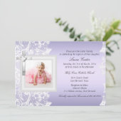 Invitation Jolie croix de dentelle pourpre Baptême/Christenin (Debout devant)