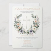 Invitation Jolie Croix du christianisme floral Fête de Pâques (Devant)