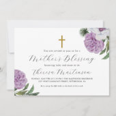Invitation Jolie Croix Florale de la bénédiction de la mère Q (Devant)